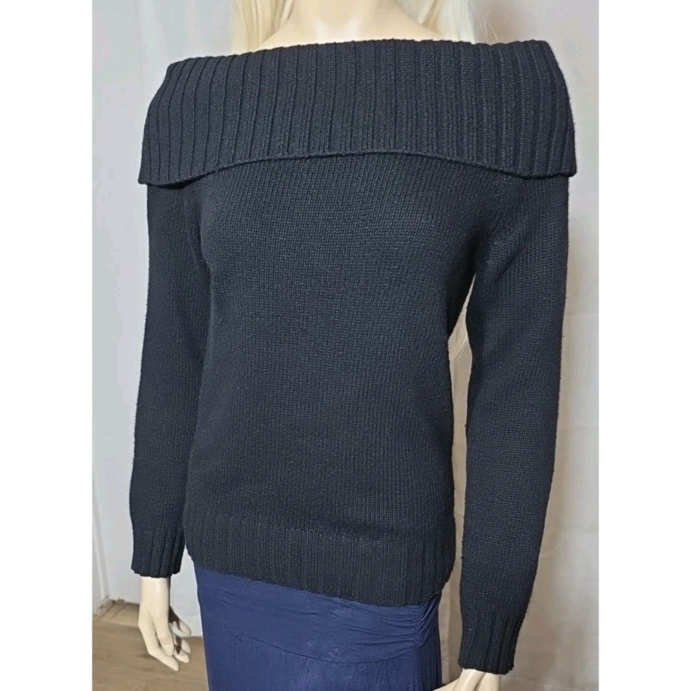 Y2K Old Navy Black Rib Knit Slim Fit Turtleneck Sweater Women's M Grunge‎ Goth